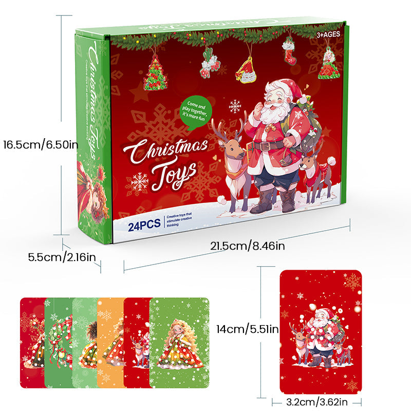 Puncture Painting Christmas Ornaments DIY Kit | 24 Themed Designs with Pen, Rope & Cloth | Paper Craft Activity for Kids