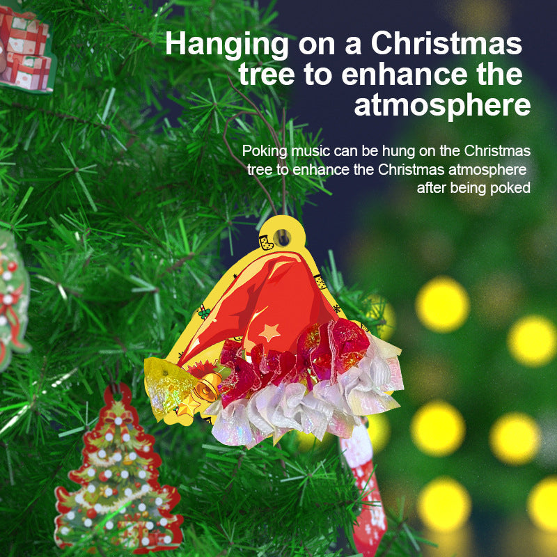 Puncture Painting Christmas Ornaments DIY Kit | 24 Themed Designs with Pen, Rope & Cloth | Paper Craft Activity for Kids