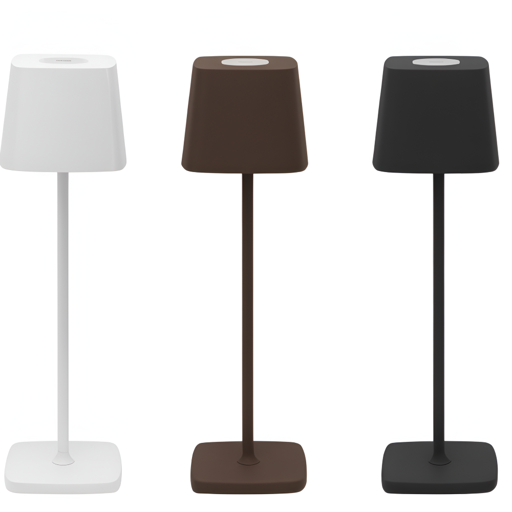 Portable LED Table Lamp Aluminium Alloy 10.5 x 37 cm | Black, White or Brown | Cordless Touch Dimming, 12-Hour Battery 9