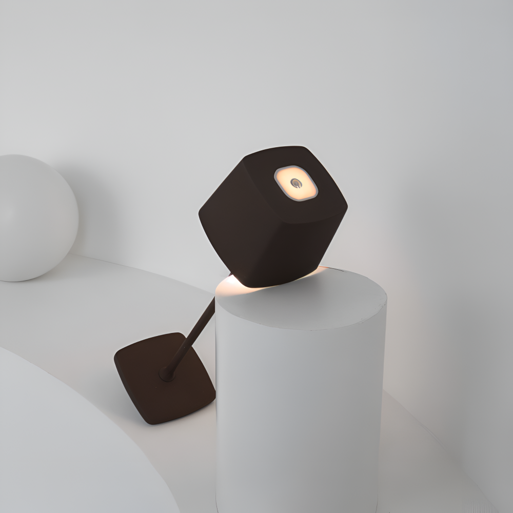 Portable LED Table Lamp Aluminium Alloy 10.5 x 37 cm | Black, White or Brown | Cordless Touch Dimming, 12-Hour Battery 5