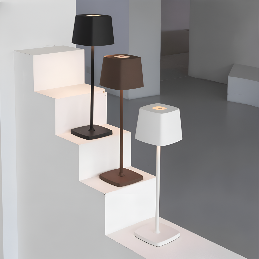 Portable LED Table Lamp Aluminium Alloy 10.5 x 37 cm | Black, White or Brown | Cordless Touch Dimming, 12-Hour Battery 6