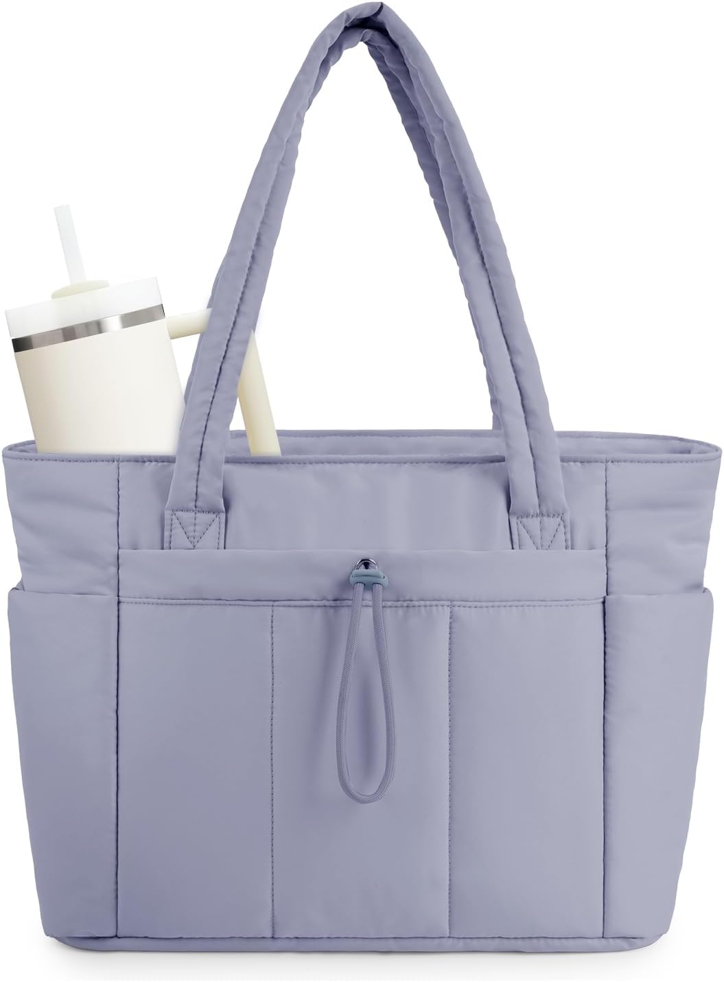 Quilted Puffer Tote Bag | Laptop Sleeve & Cup Holder - Spacious 20L Capacity