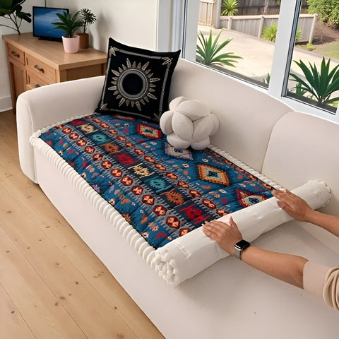 Quilted Sofa Cover | CozyFit Ethnic Pattern Couch Protector