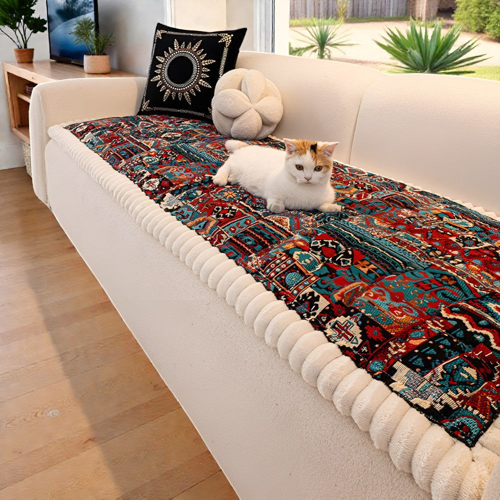 Quilted Sofa Cover | CozyFit Ethnic Pattern Couch Protector