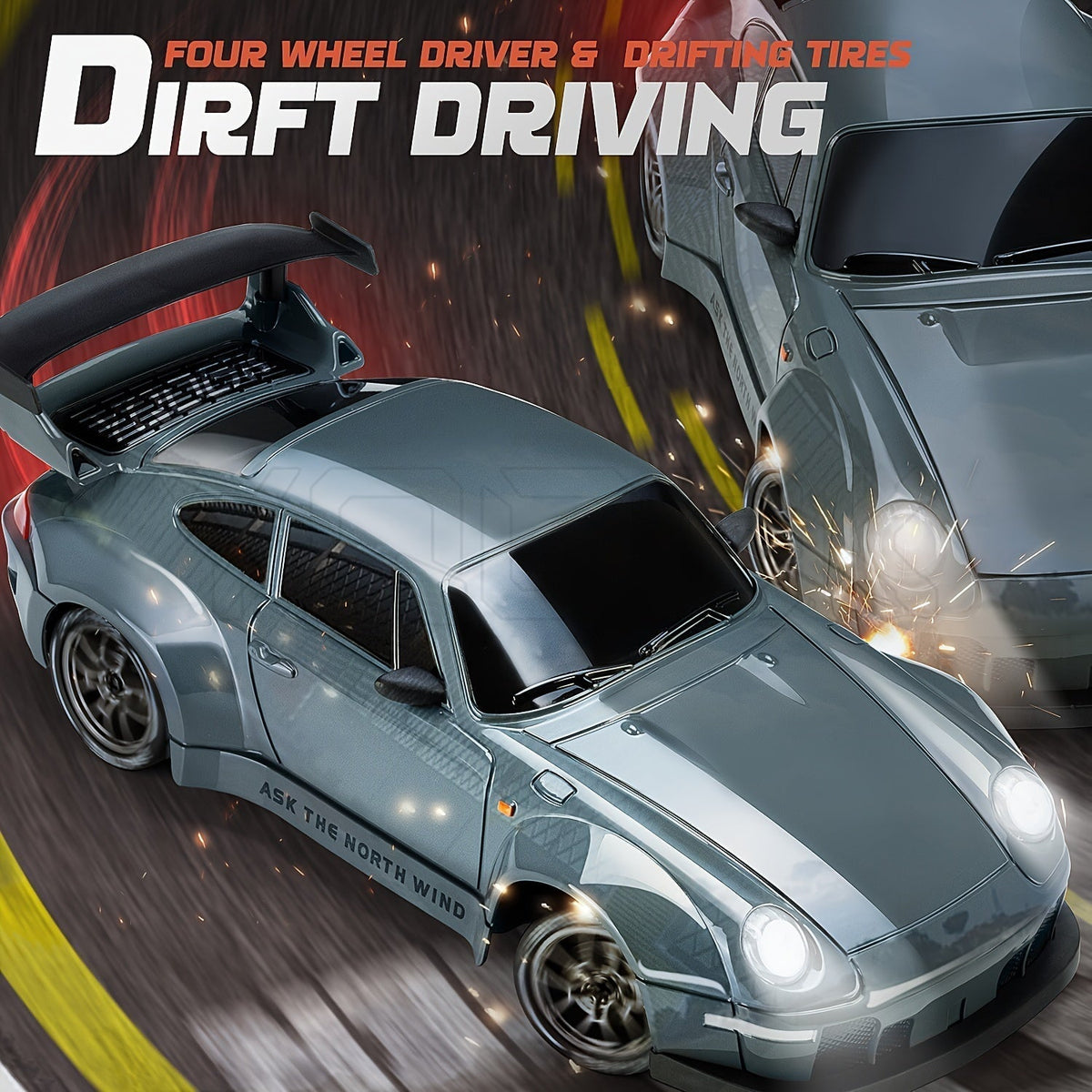 RC Drift Car 1:24 Scale | 4WD System with LED Wheels | USB Rechargeable Battery for Indoor and Outdoor Racing Fun
