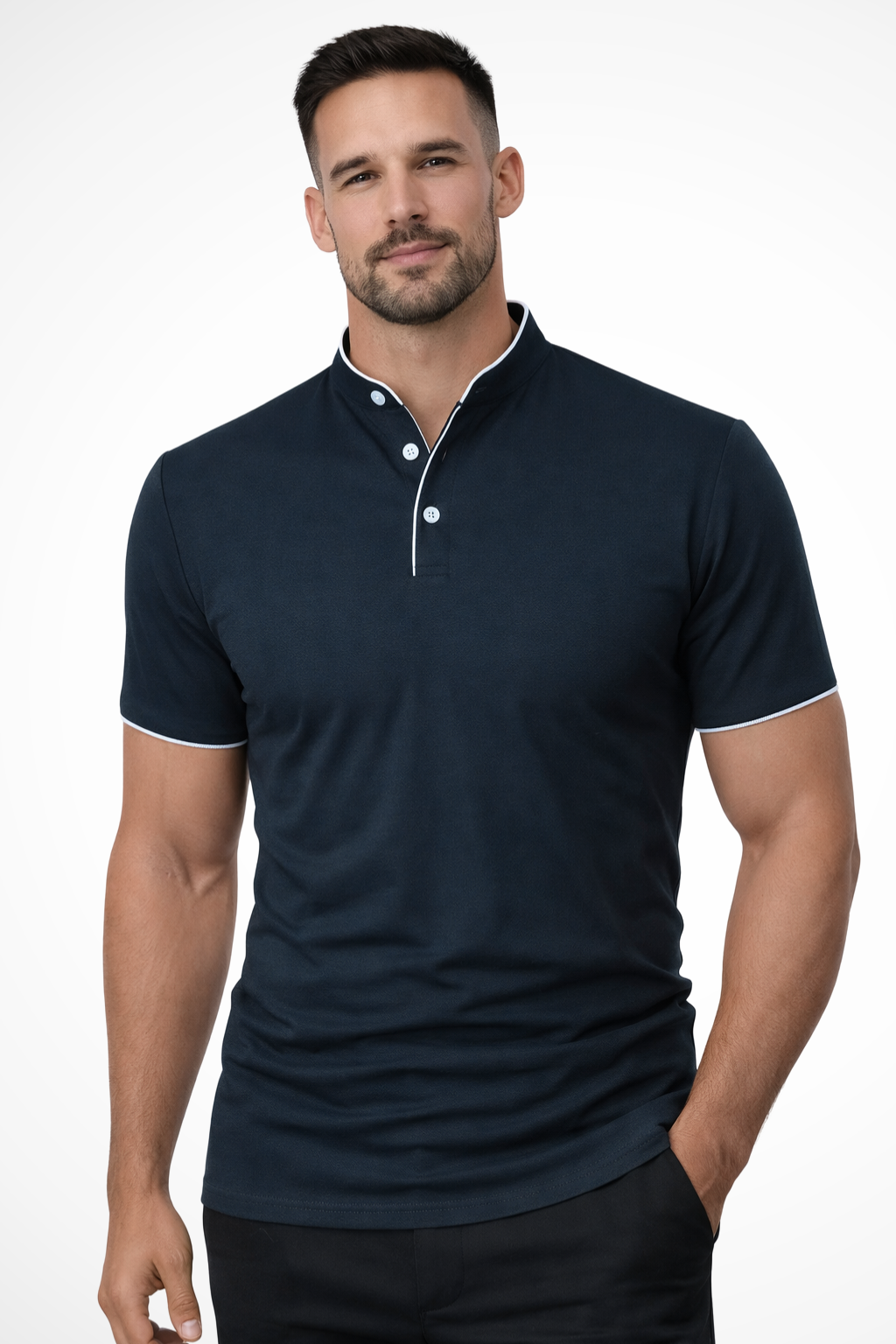 Rafferty | Men's Polo Shirt - Collarless Slim Fit Design in Cotton