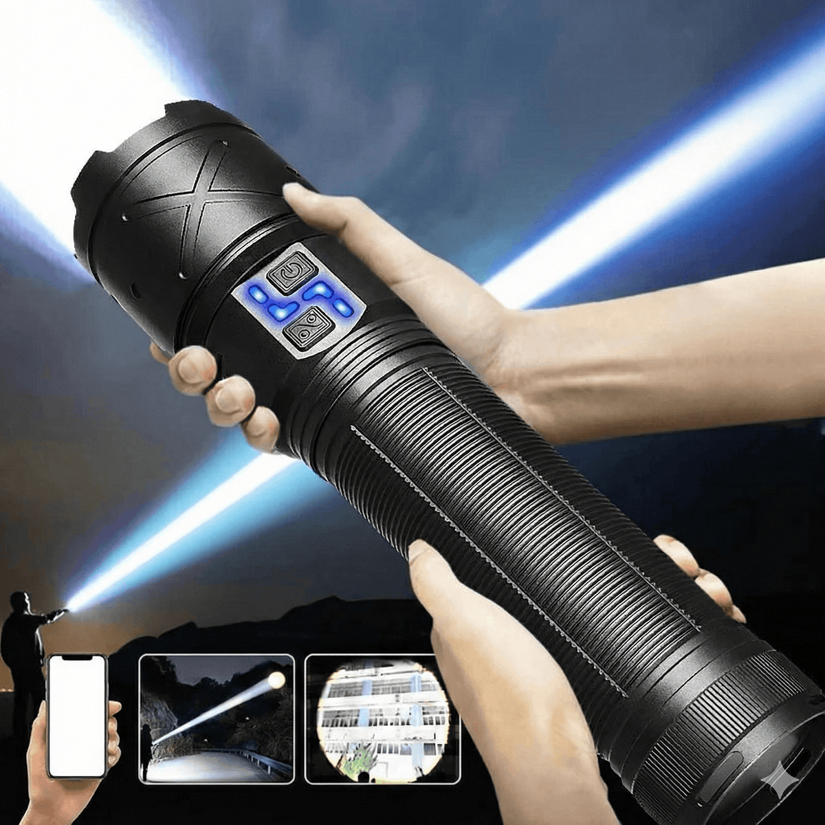 Rechargeable LED Flashlight Tactical Torch | Adjustable Zoom, Long Range Beam | USB Rechargeable, Weather-Resistant Build