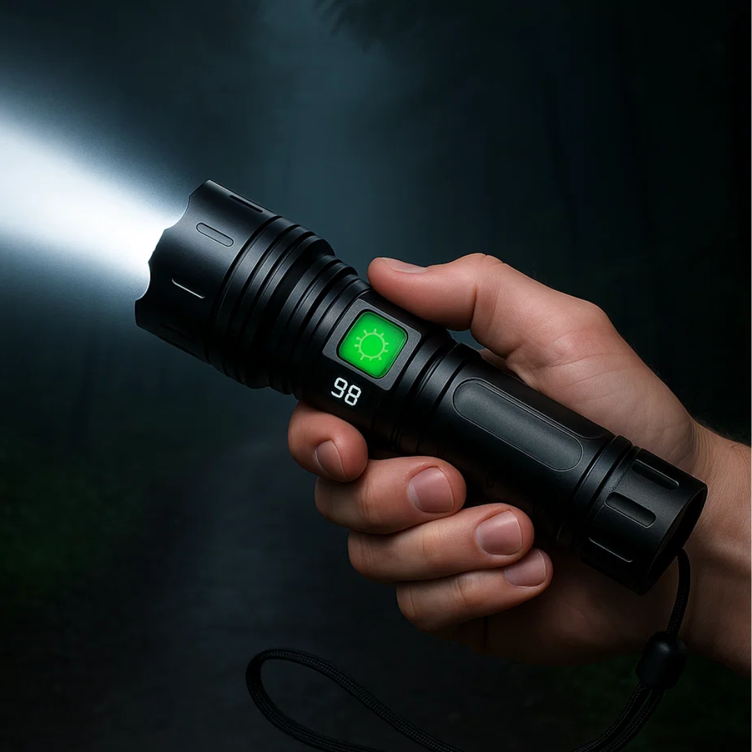 Rechargeable LED Torch 10,000 Lumens | IPX5 Waterproof & Impact-Resistant | 5000mAh USB-C Power Bank, 1000m Beam