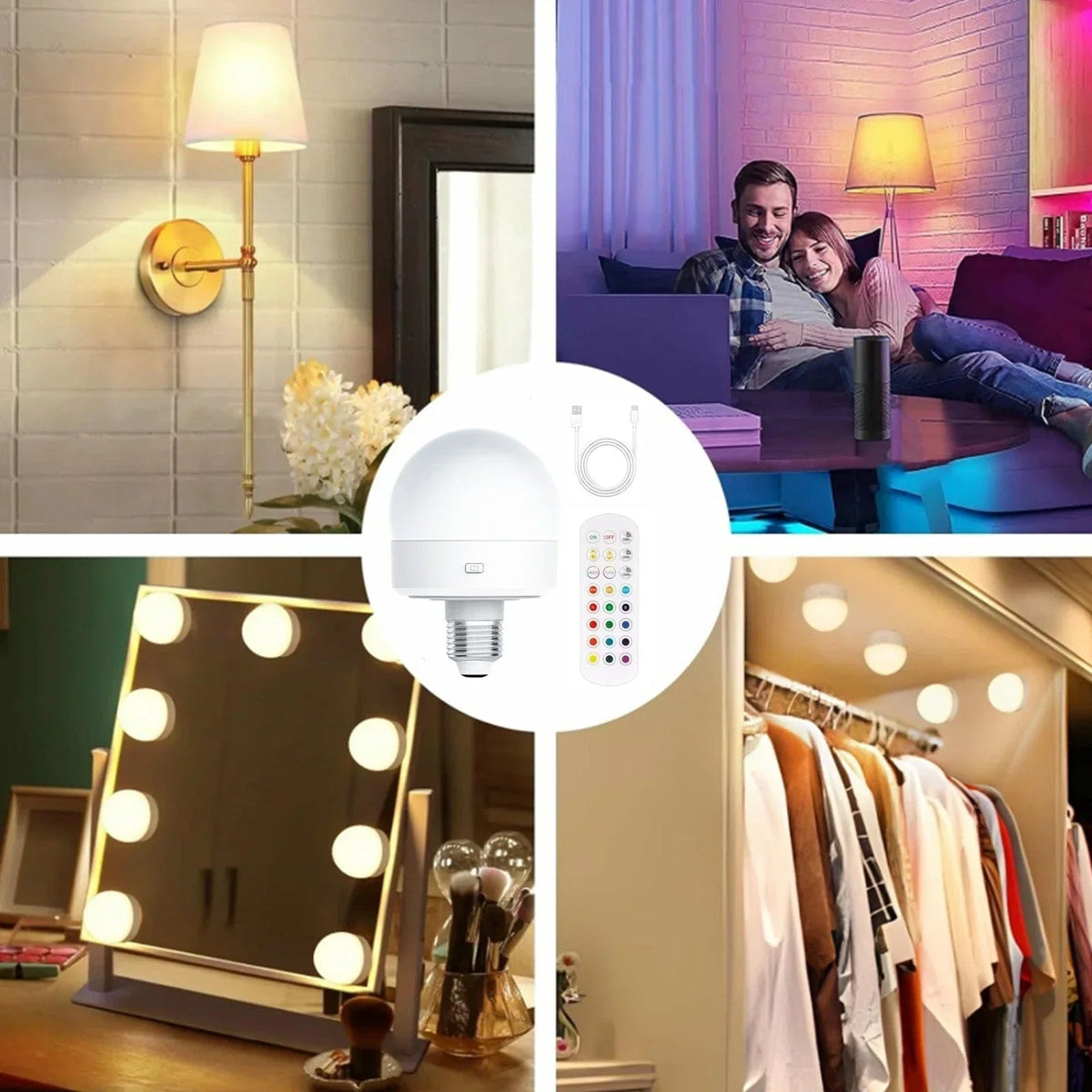 Rechargeable RGB LED Lamp | LumiGo E27 Colour-Changing Bulb