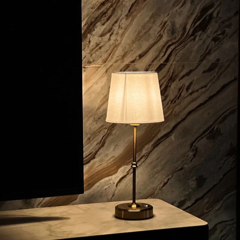 Rechargeable Table Lamp Metal & Cloth 39 cm | Dimmable Warm White Light | 18-Hour Cordless Battery, USB-C Rechargeable