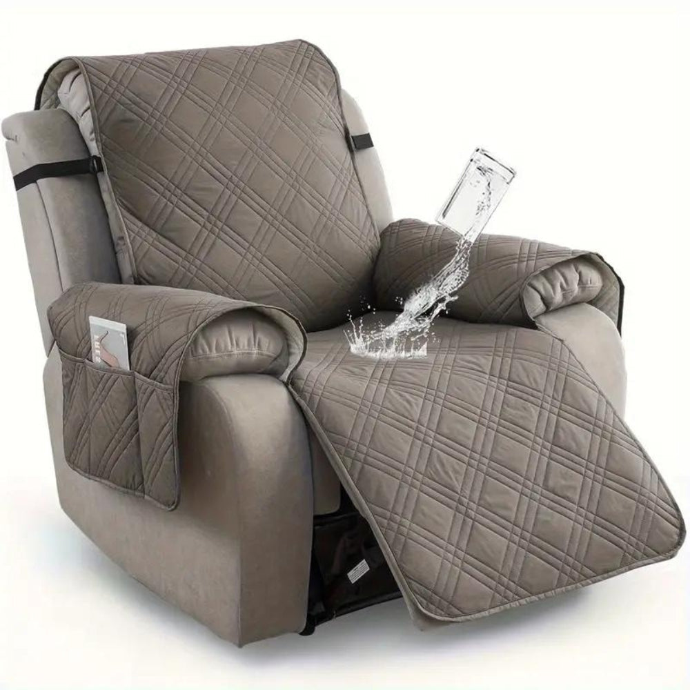 Recliner Chair Cover, Quilted Design, Waterproof Protection, Side Storage Pocket 6