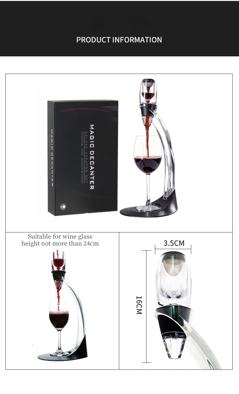 Red Wine Decanter Pourer | Curved Arm Stand, Narrow Neck