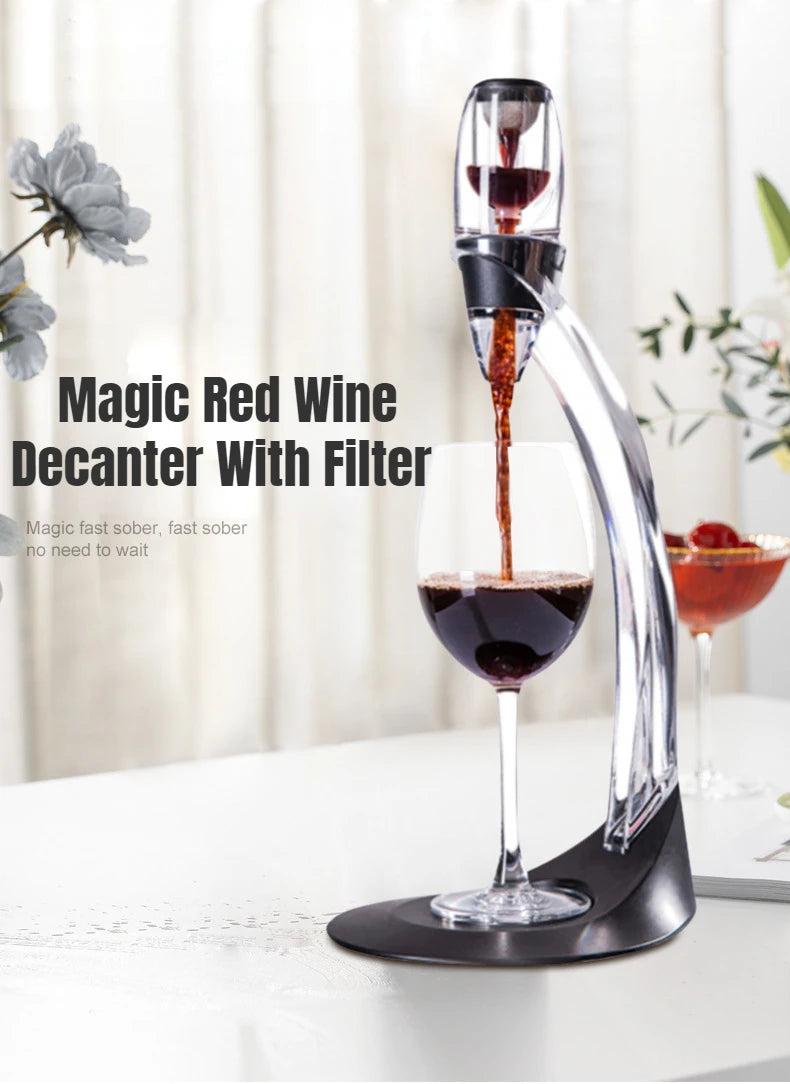 Red Wine Decanter Pourer | Curved Arm Stand, Narrow Neck