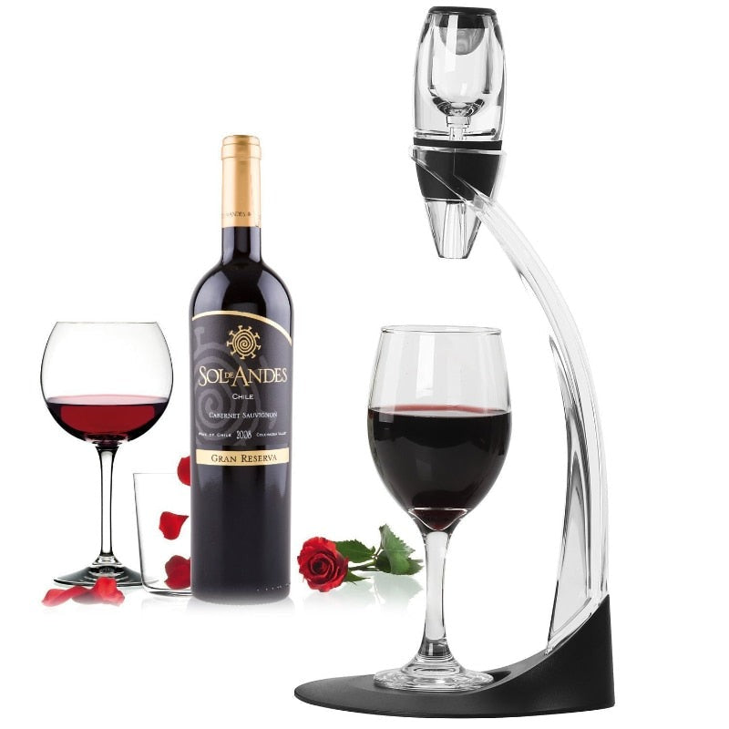 Red Wine Decanter Pourer | Curved Arm Stand, Narrow Neck