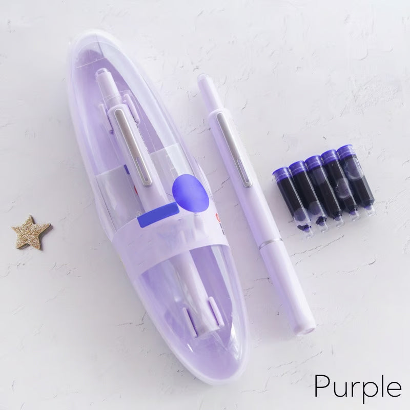 Retractable Fountain Pen Stainless Steel Nib | Click Mechanism, Refillable Cartridge System | Smooth, Scratch-Free Writing