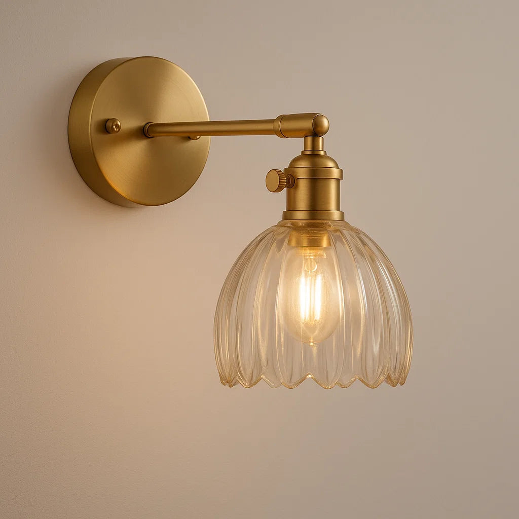 Wall Light Metal & Glass Shade | E27 Sconce for Bedroom, Hallway, Living & Dining Rooms | Soft Diffused Ambient Glow 1