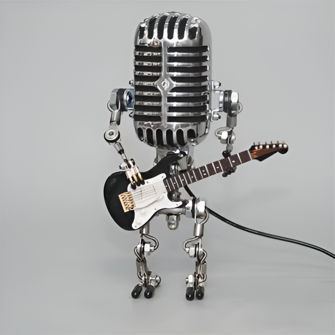 Robot Table Lamp | Microphone Head, Guitar In Hand