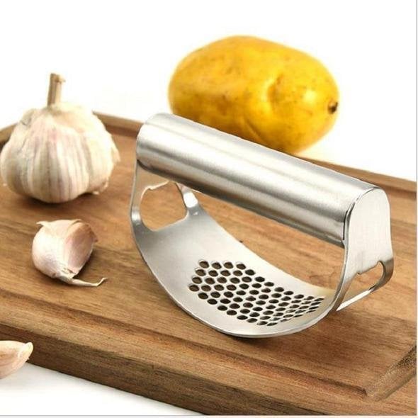 Rocking Garlic Crusher Stainless Steel | Arc-Shaped Rocker Design, No Strength Needed | Crushes and Minces Cloves Fast