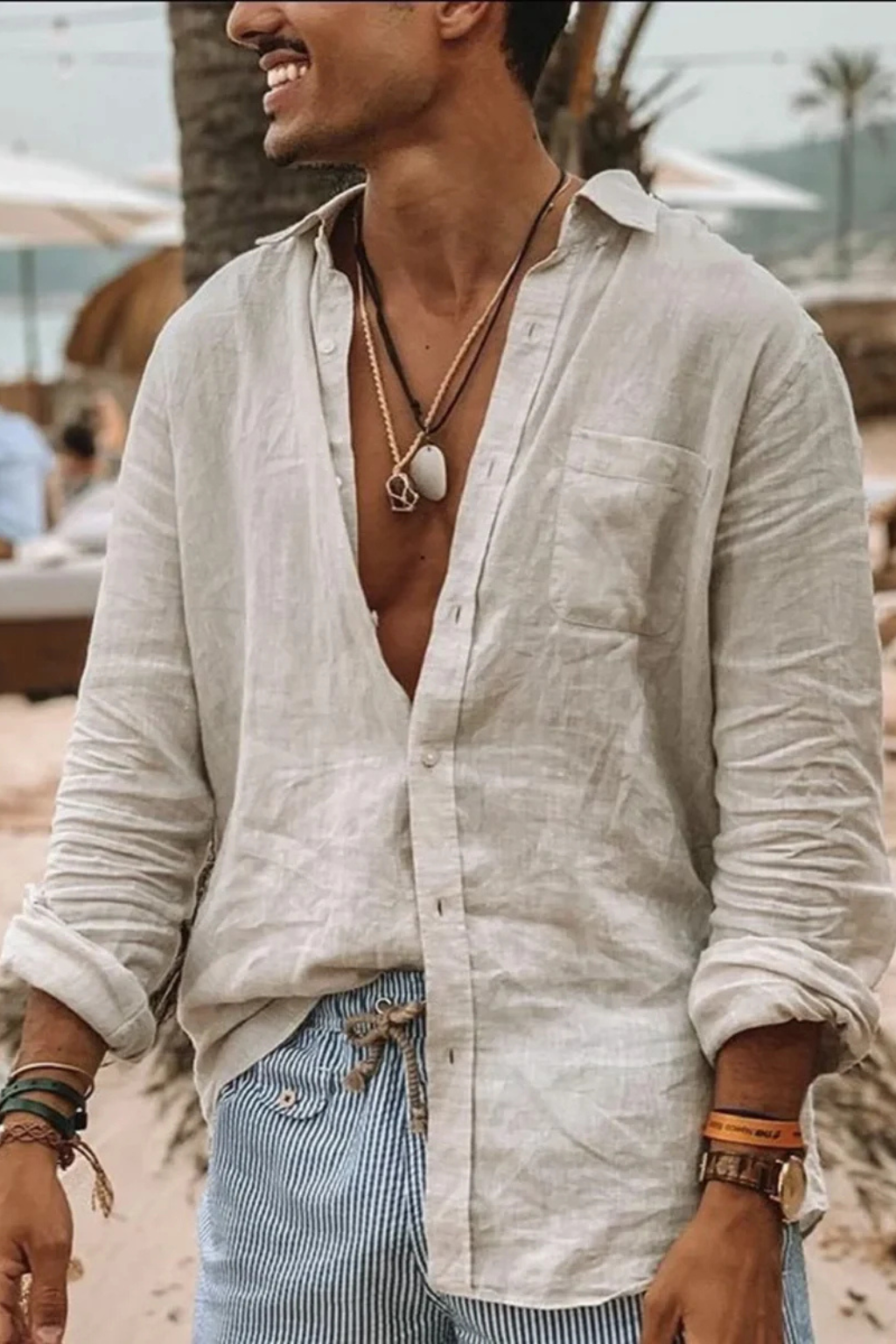 Roman | Men's Linen Shirt - Relaxed Fit Long Sleeve with Pocket 5