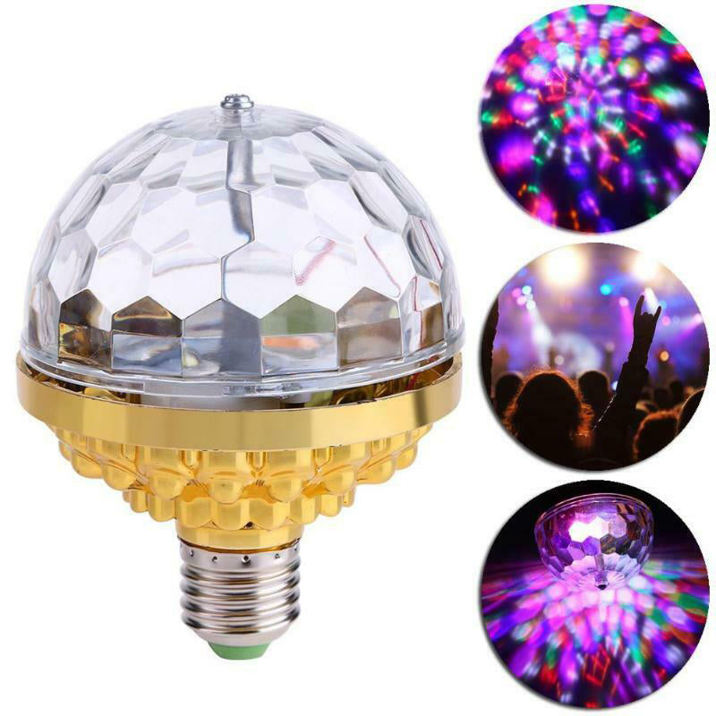 Rotating LED Disco Light Bulb Party Decoration | 6 RGB LED Beads, E26/E27 Base, 180° Beam | Multicolour Rotating Strobe Effect