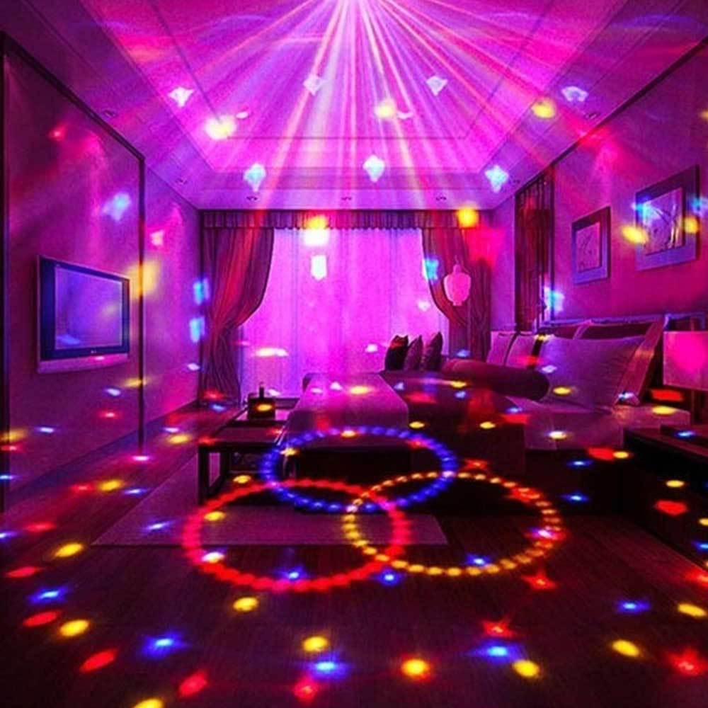 Rotating LED Disco Light Bulb Party Decoration | 6 RGB LED Beads, E26/E27 Base, 180° Beam | Multicolour Rotating Strobe Effect
