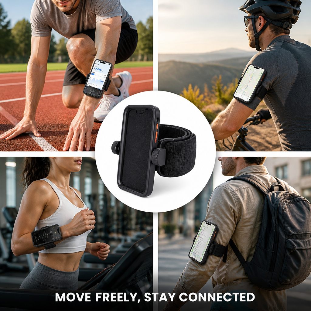 Rotating Phone Armband for Running & Cycling | 360° Swivel Mount | Breathable Strap, Fits Wrist or Arm, Touchscreen Compatible
