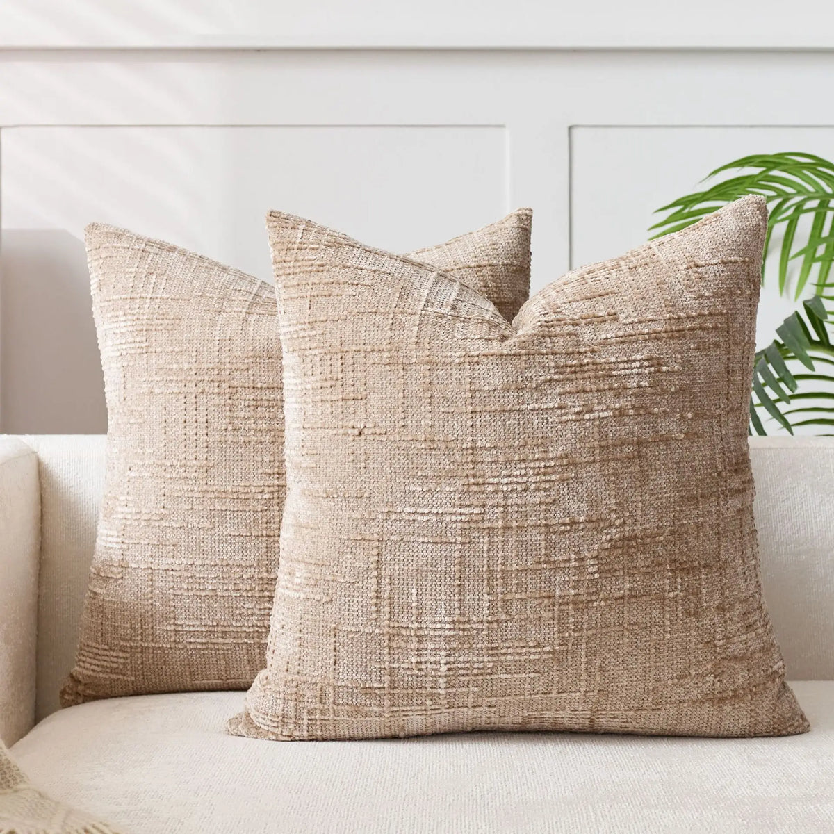 Chenille Cushion Cover, Bamboo-Weave Texture | 40cm x 40cm to 60cm x 60cm, 7 Colours | Soft, Easy-Care Chenille Fabric 7