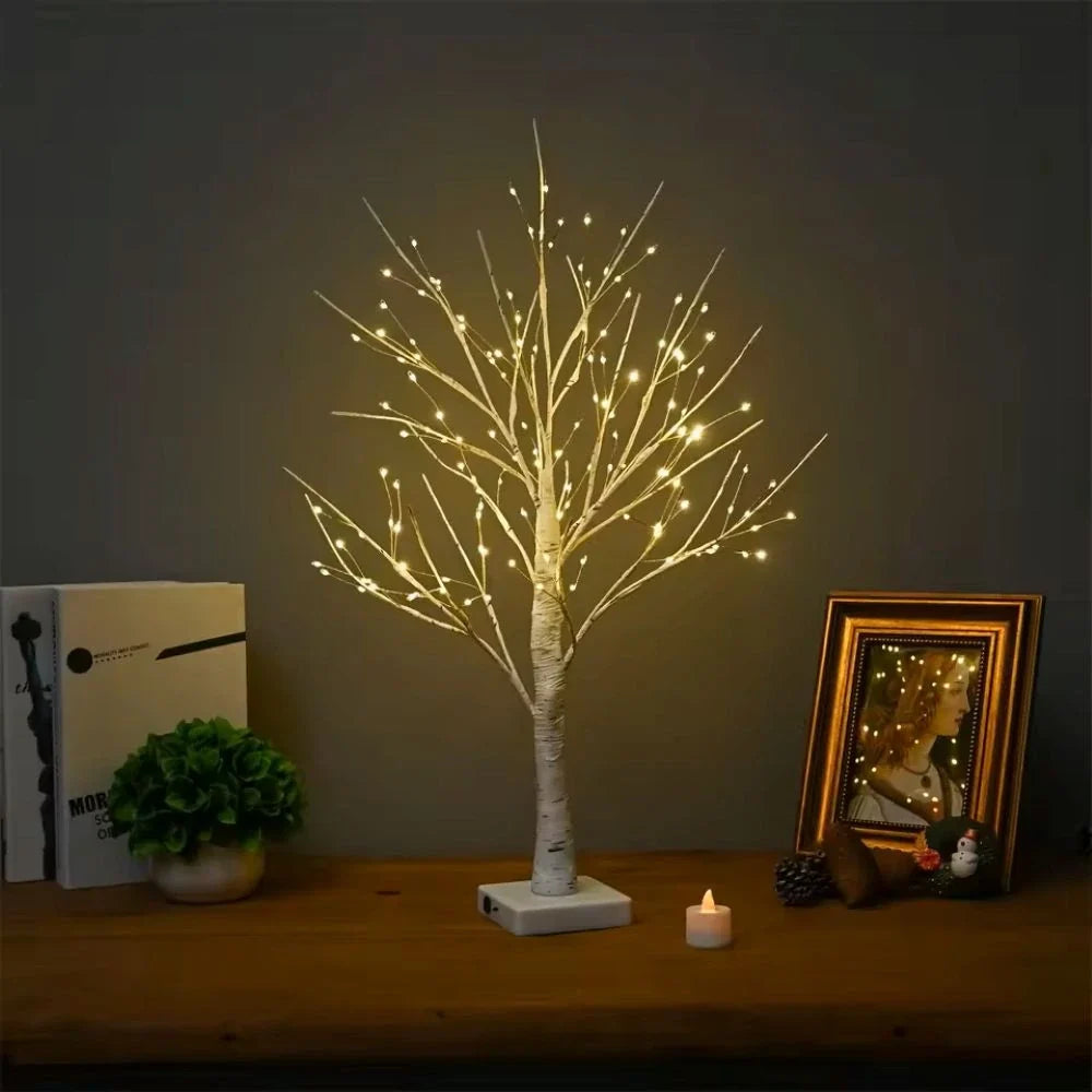 Birch Branch Light 55 cm | PVC & Copper Wire, Warm White 144 LED | Cordless, Bendable, Battery-Powered, Table Decor 12