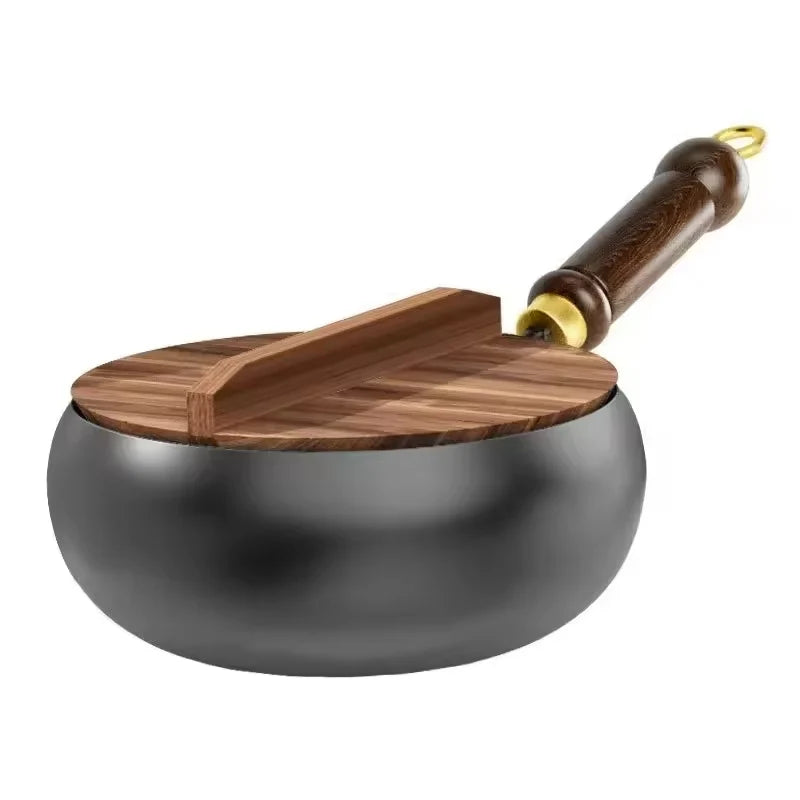 IronPot Pro | Traditional Carbon Steel Wok with Wooden Handle