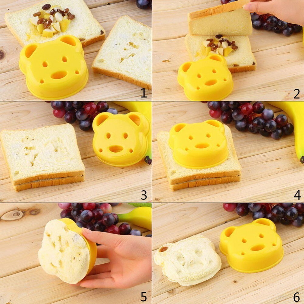 Sandwich Shape Cutters Food-Safe Plastic | 6 Fun Shapes Including Bear, Car and Rabbit | Extra Deep Edges Keep Fillings Hidden