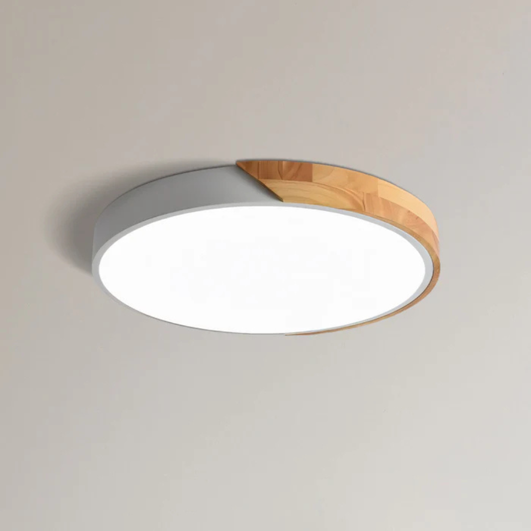 Scandinavian Wooden LED Ceiling Light | Modern Flush Mount Fixture