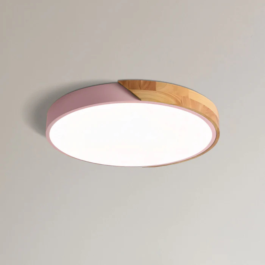 Scandinavian Wooden LED Ceiling Light | Modern Flush Mount Fixture