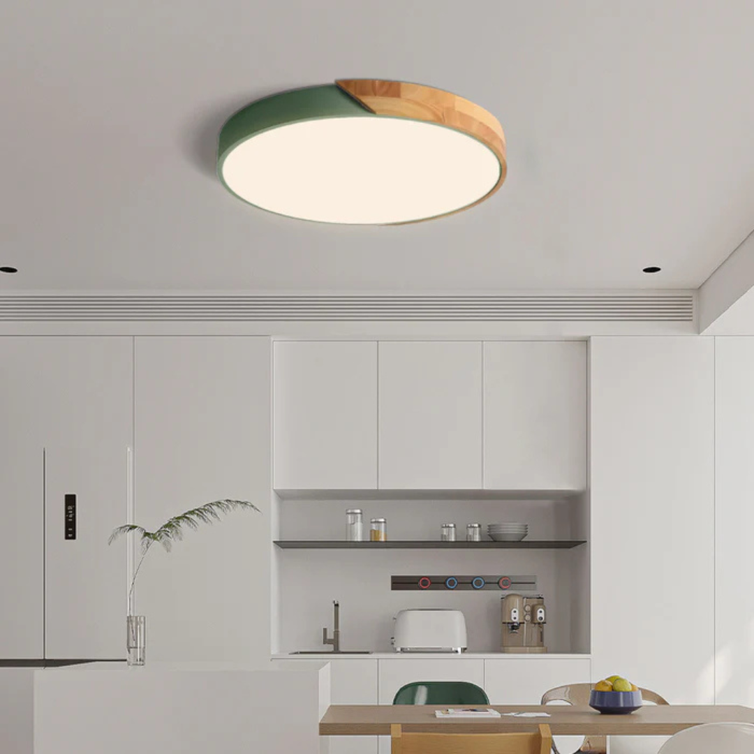 Scandinavian Wooden LED Ceiling Light | Modern Flush Mount Fixture