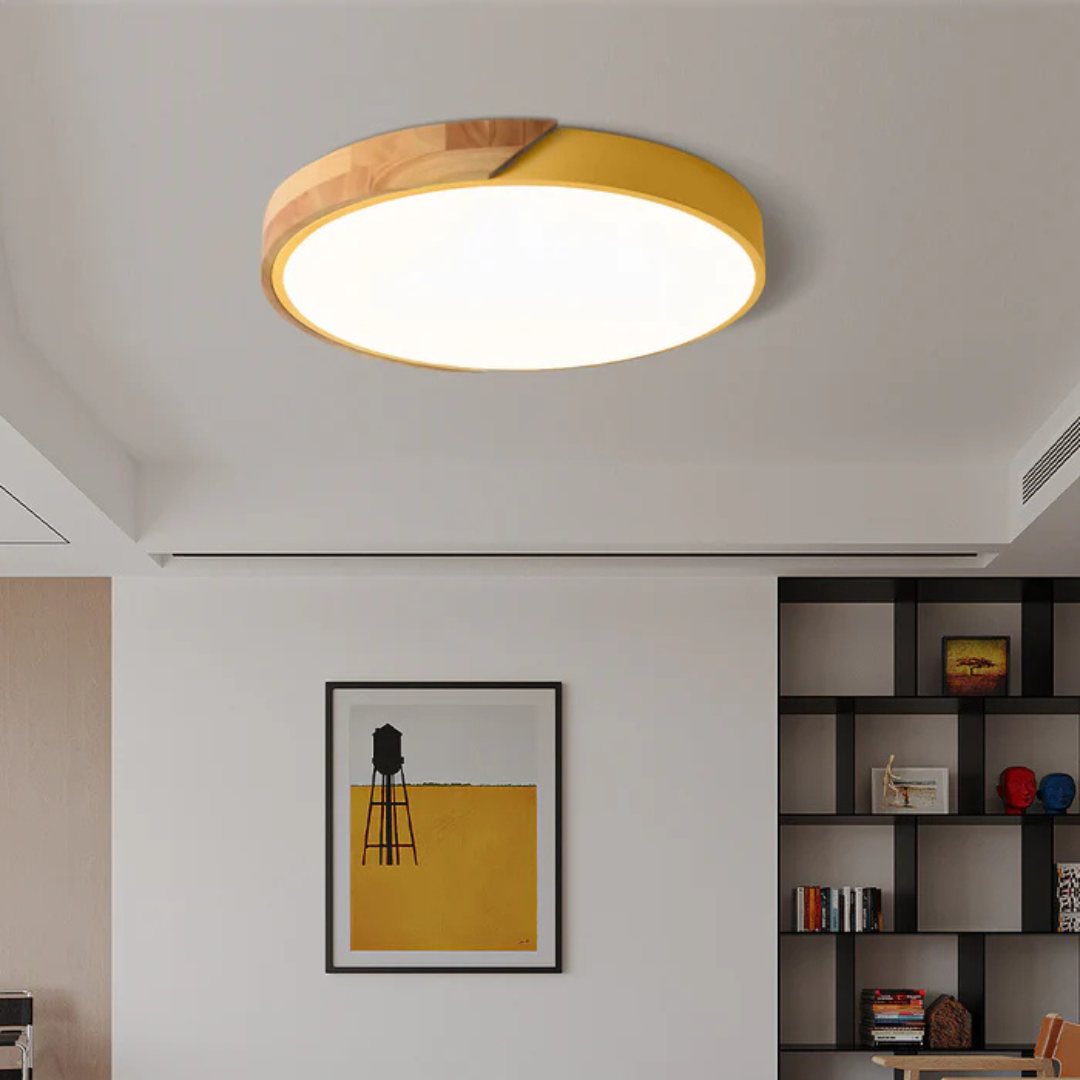 Scandinavian Wooden LED Ceiling Light | Modern Flush Mount Fixture