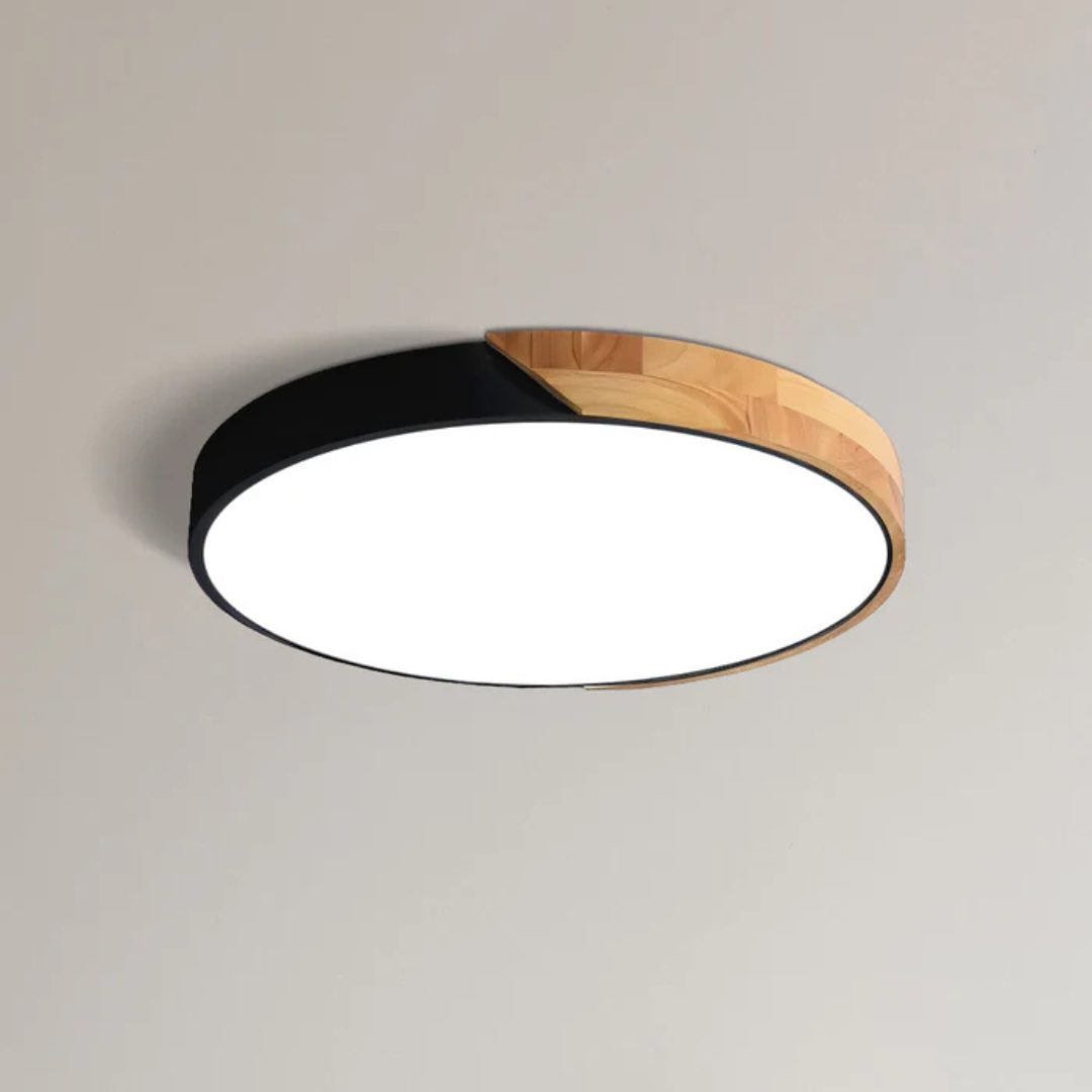 Scandinavian Wooden LED Ceiling Light | Modern Flush Mount Fixture