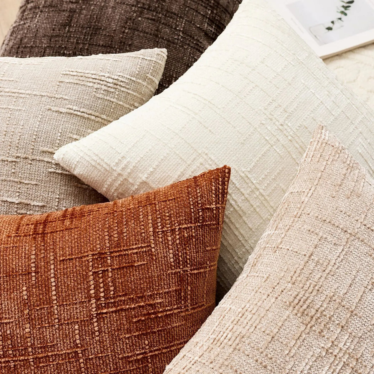 Chenille Cushion Cover, Bamboo-Weave Texture | 40cm x 40cm to 60cm x 60cm, 7 Colours | Soft, Easy-Care Chenille Fabric 4