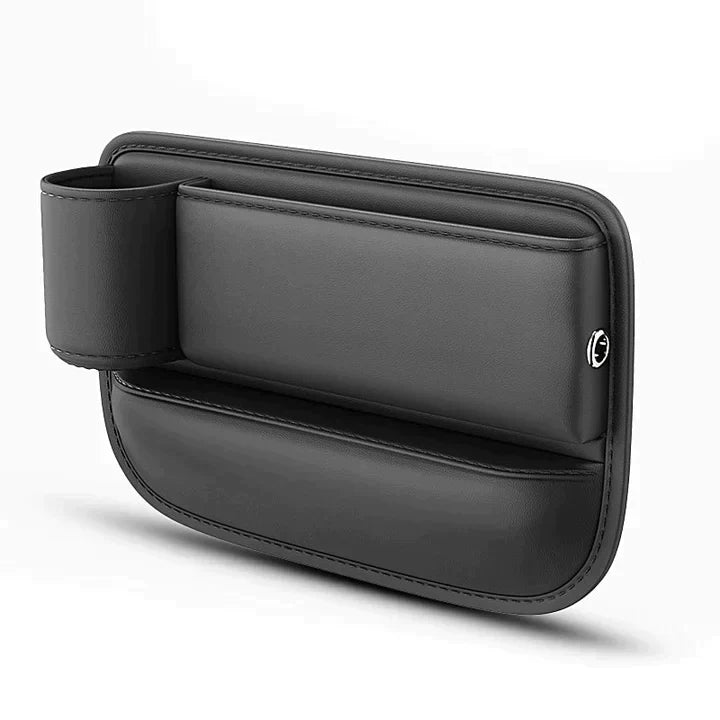 Seat Gap Storage Box Leather | Fits Driver & Co-Driver Seat Gaps | Stops Items Falling, Reserved Charging Port