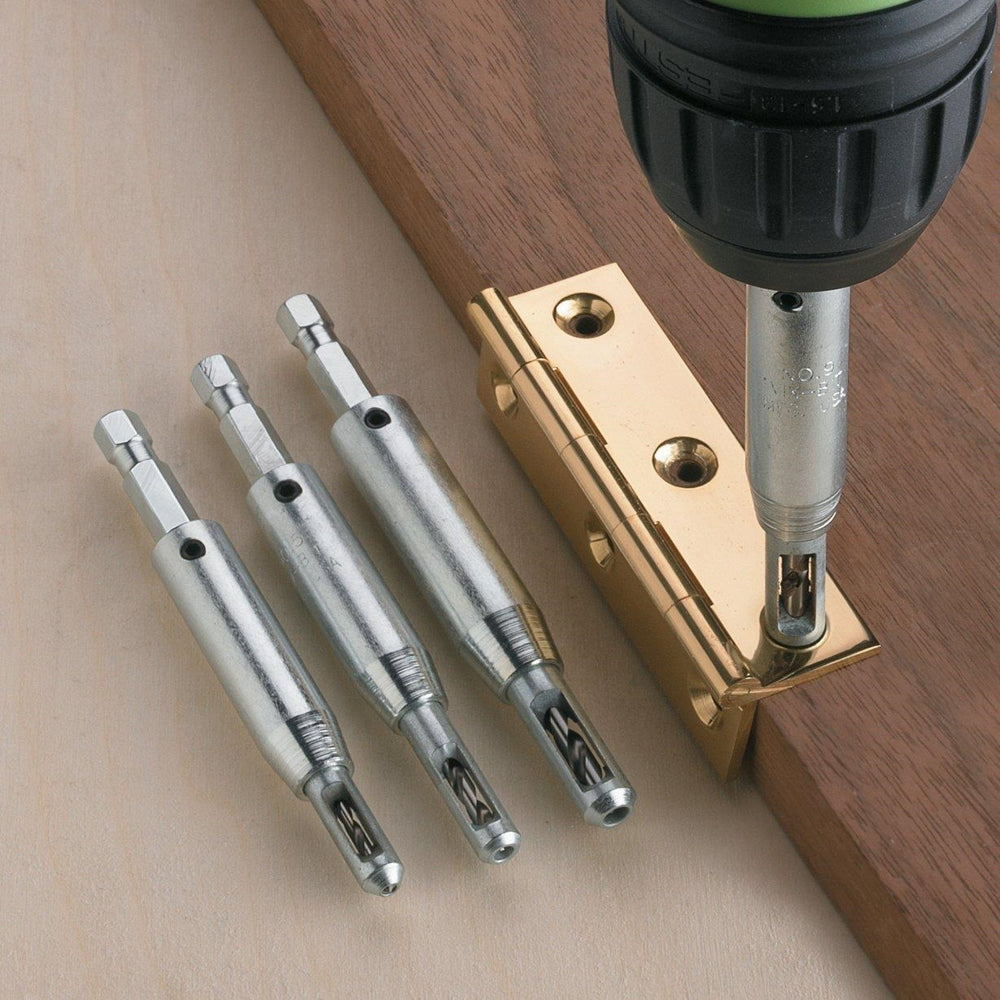 Self-Centering Hinge Drill Bits | Conical Tip Stops Off-Centre Holes & Bit Damage | Pilot Hole Guide for Hinges
