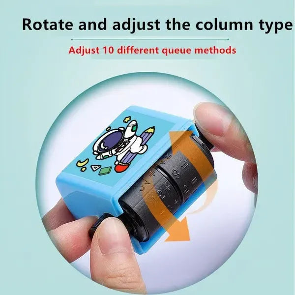 Self-Inking Maths Practice Stamp Roller | Adjustable Difficulty Number Wheels | Mess-Free Instant Worksheet Maker