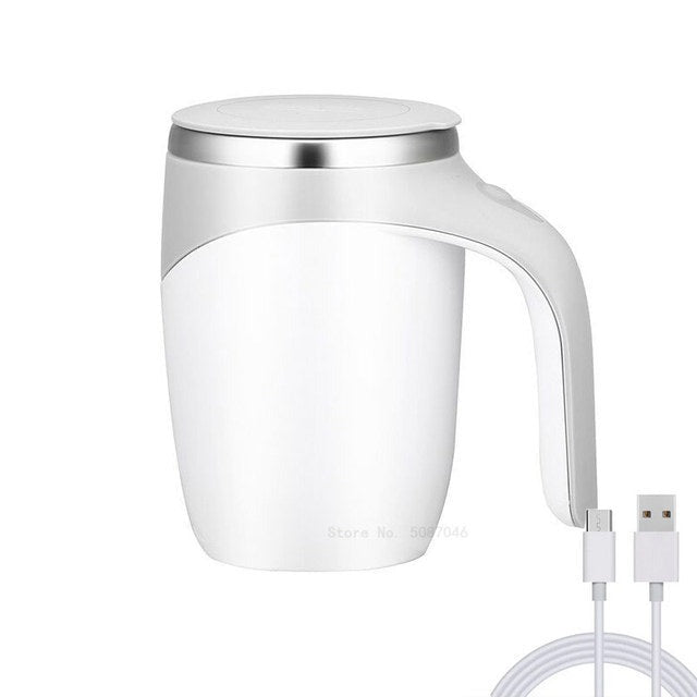 Self Stirring Mug | Flat Seating Lid, Sweeping Side Handle