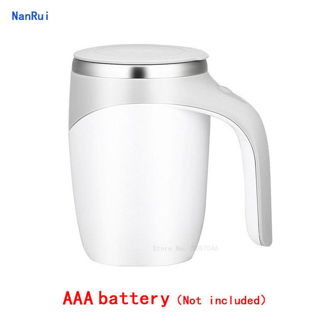 Self Stirring Mug | Flat Seating Lid, Sweeping Side Handle
