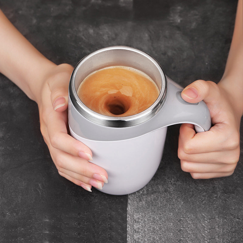 Self Stirring Mug | Flat Seating Lid, Sweeping Side Handle