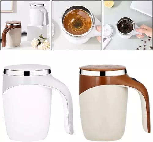 Self-Stirring Mug | USB Rechargeable Magnetic Capsule Blender | Spill-Proof Lid, Smooth Coffee and Shakes On the Go