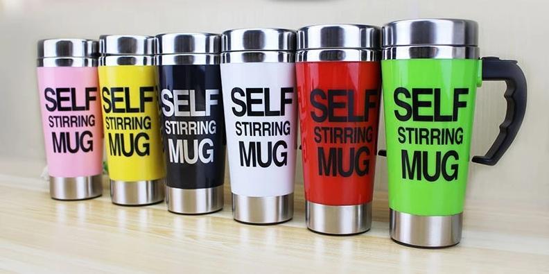 Self Stirring Thermal Cup | Screw Lid, Handle-Top Button