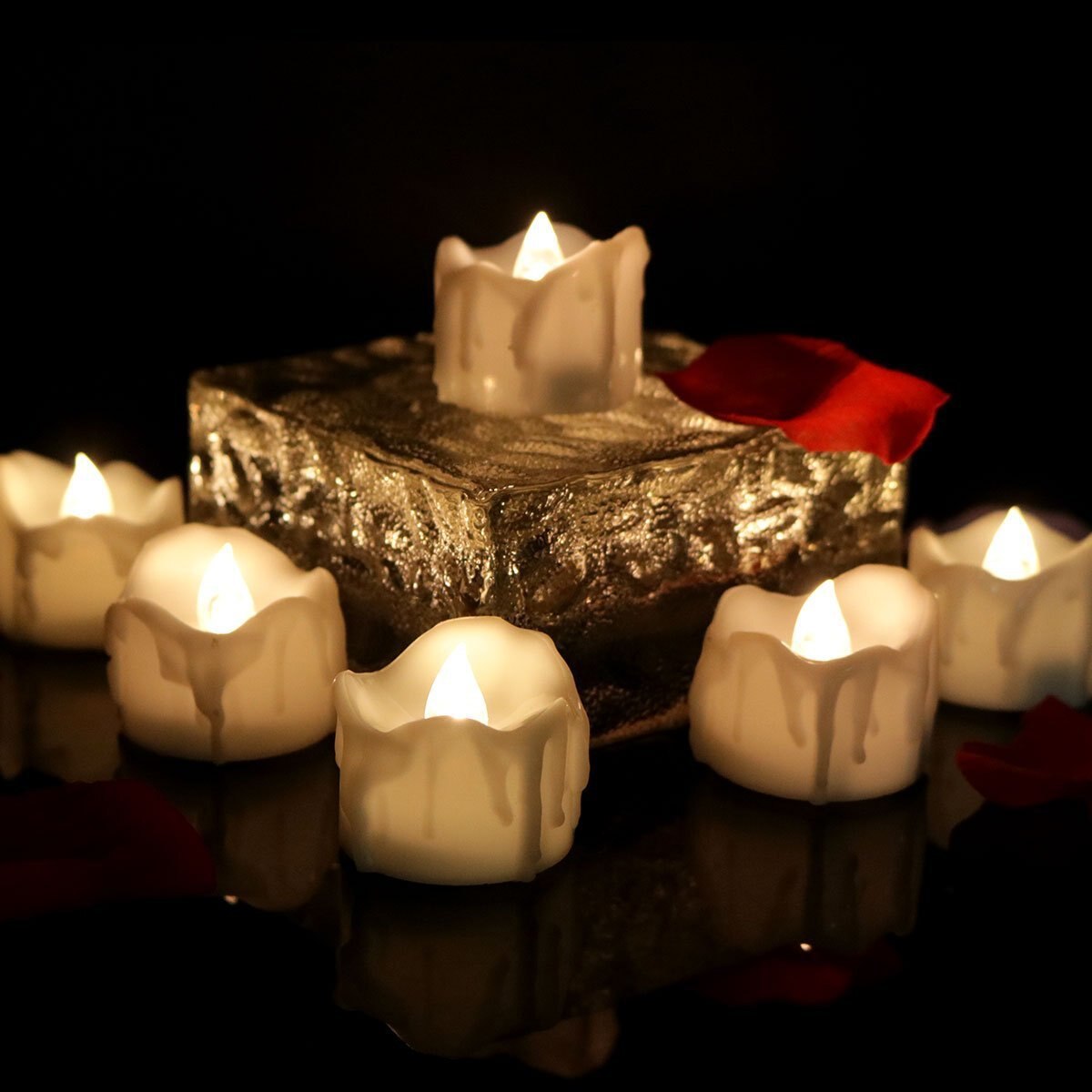 Flameless LED Candles 12-Pack, Plastic, 2.9 x 3.6 cm | Warm White, White, Yellow | 60-Hour Battery Life, No Open Flame 4