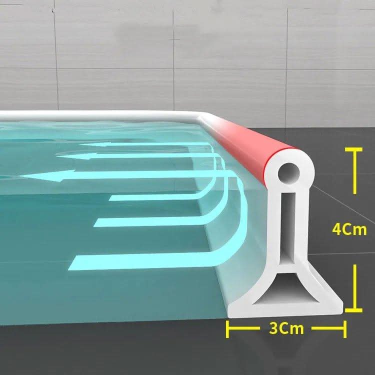 Shower Water Barrier Strip PVC | Peel-and-Stick, Flexes to Fit Curves and Corners | Keeps Bathroom Floors Dry and Slip-Free