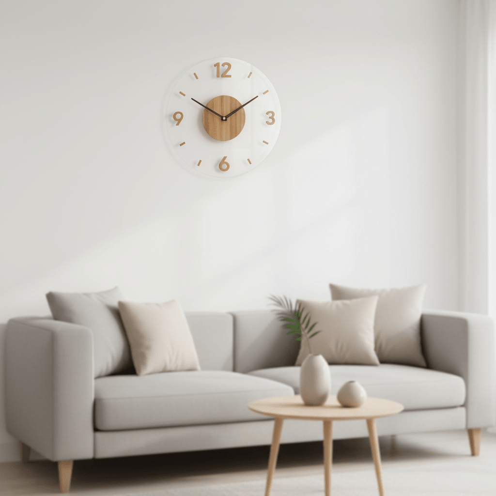 Silent Wooden Wall Clock | 35cm Clear Face Minimalist