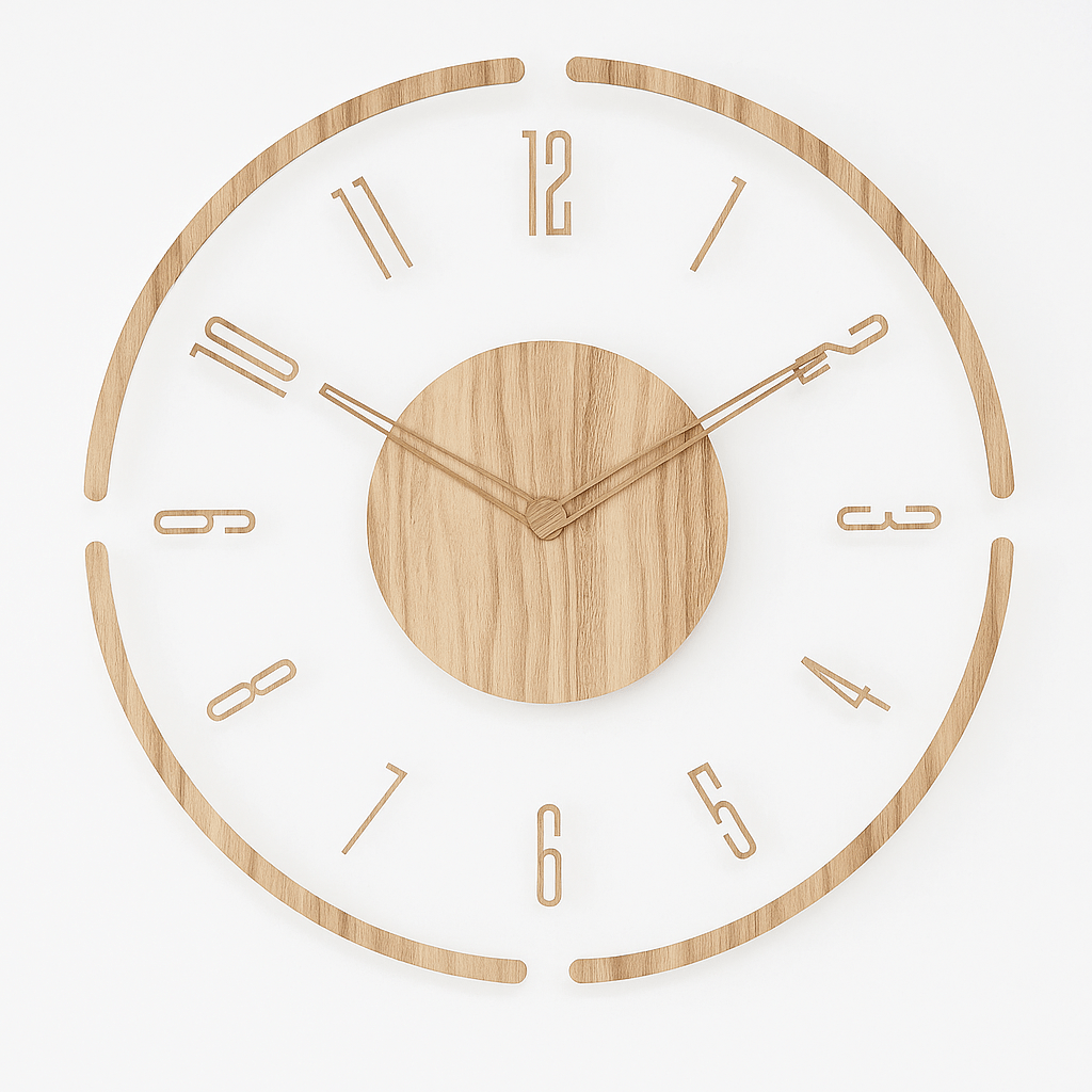 Silent Wooden Wall Clock | 35cm Clear Face Minimalist