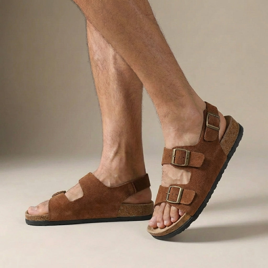 Simon | Men's Sandals – Adjustable Slingback with Cork Sole