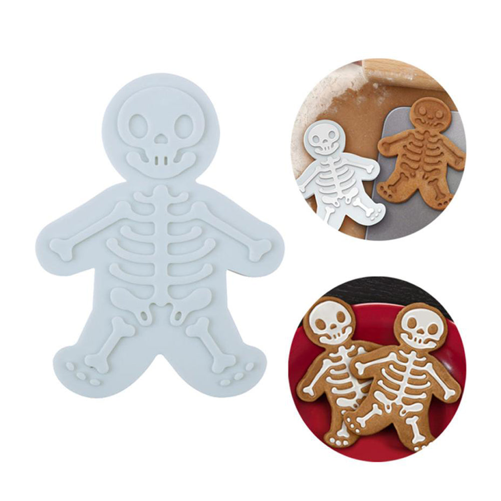 Skeleton Cookie Cutter Halloween | One-Piece Gingerbread Mould | Food-Grade Plastic for Sturdy Spooky Baking Fun